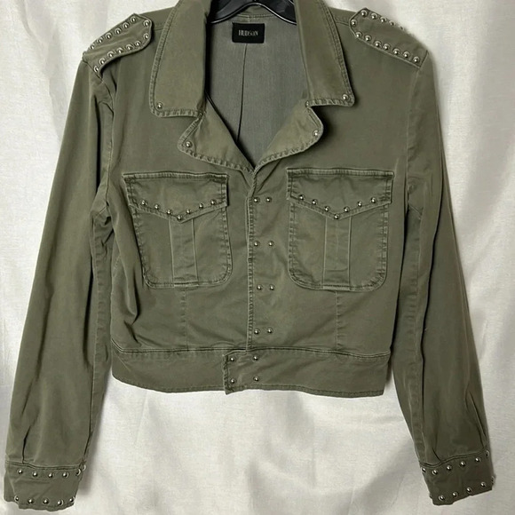 Hudson Jeans Olive Studded Jacket - Picture 1 of 12